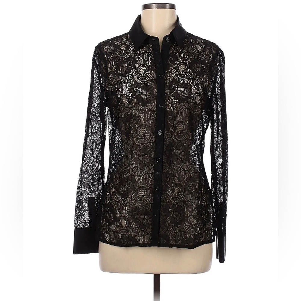 Eva Mendes by New York & Company Women
Black Long Sleeve Laced Blouse Brand New